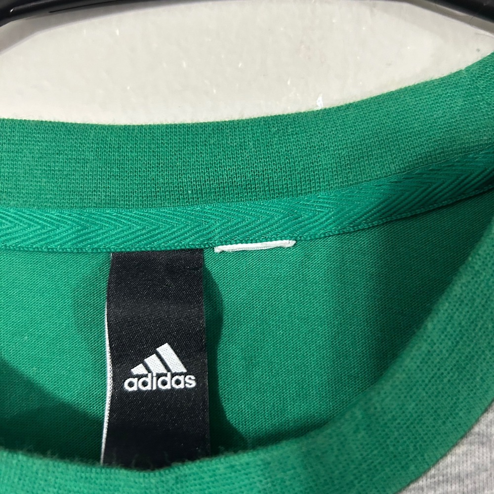 Adidas Colorblock T Shirt Green White Grey Logo Graphic Tee Men's Size Small - Picture 2 of 6